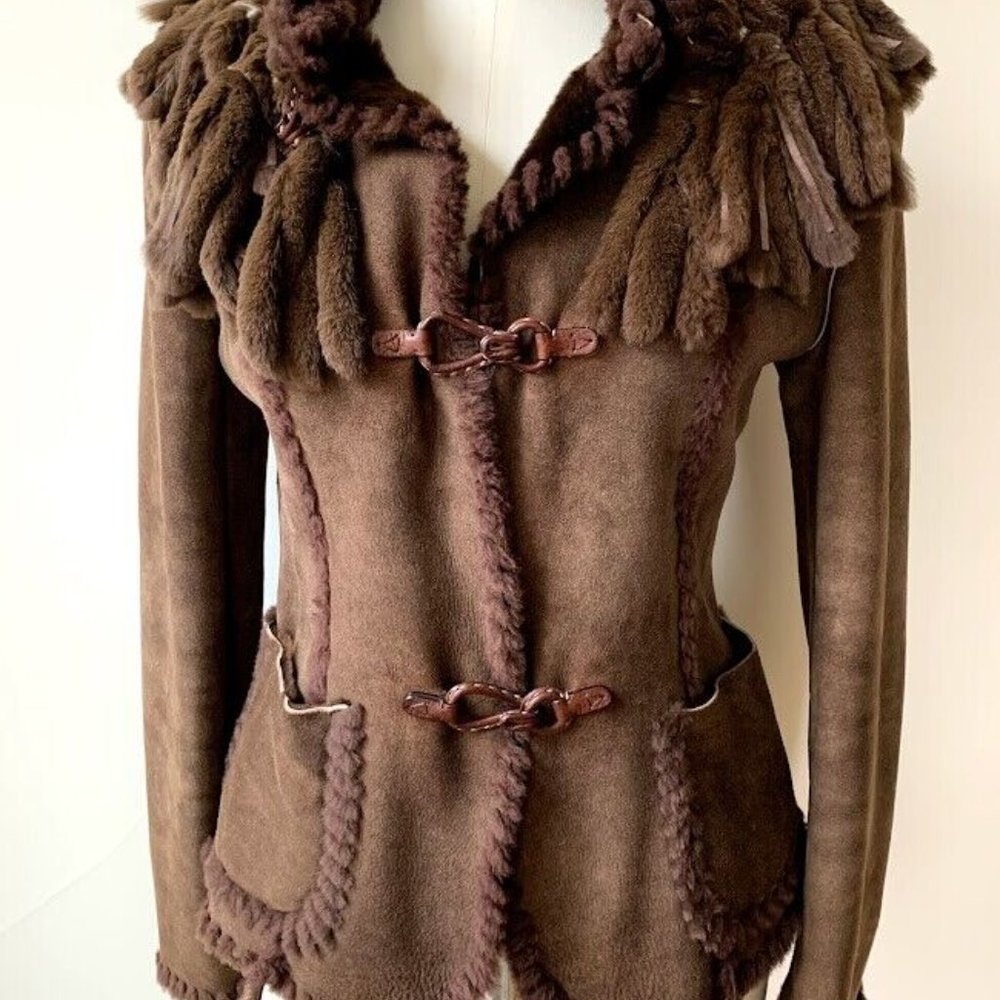Ermanno Scervino Milano Shearling Jacket Coat SUPER CHIC Italy$6800